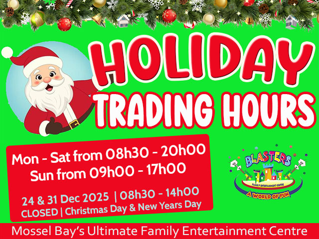 Blasters Centre 2025 Festive Trading Hours