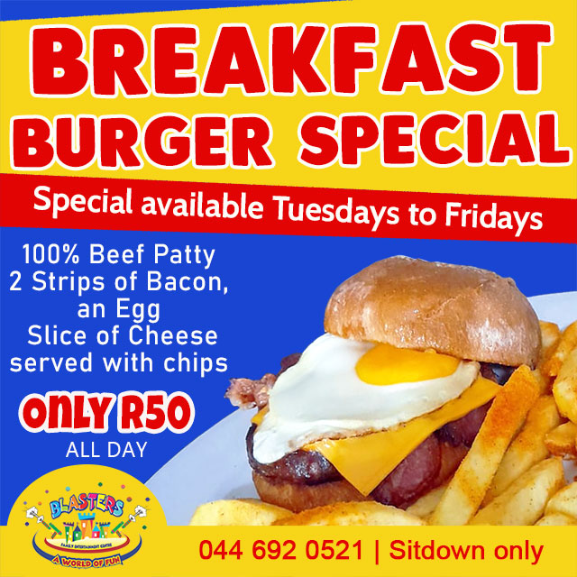 R50 Breakfast Burger Special Mossel Bay
