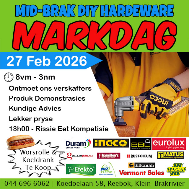 Midbrak Hardeware Markdag 27 Feb 2026