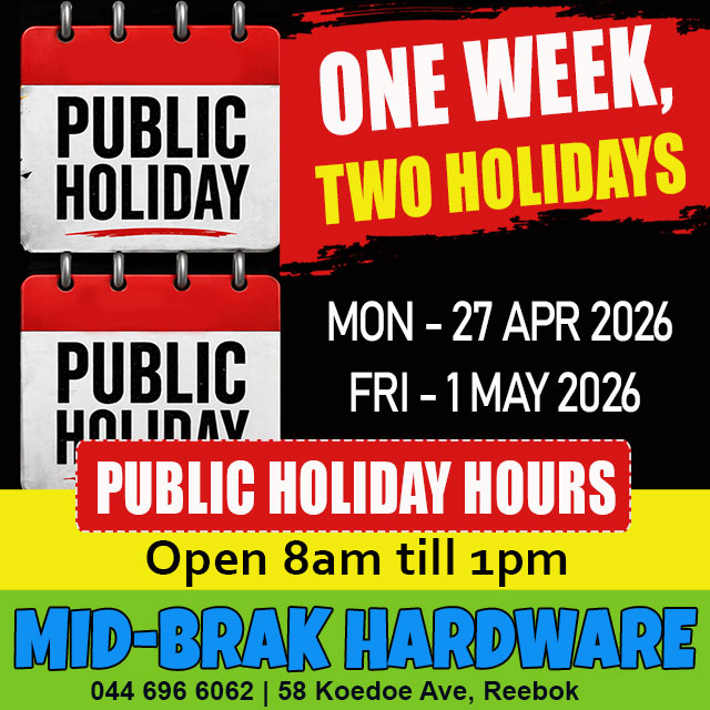 Midbrak Hardware is open on Public Holidays